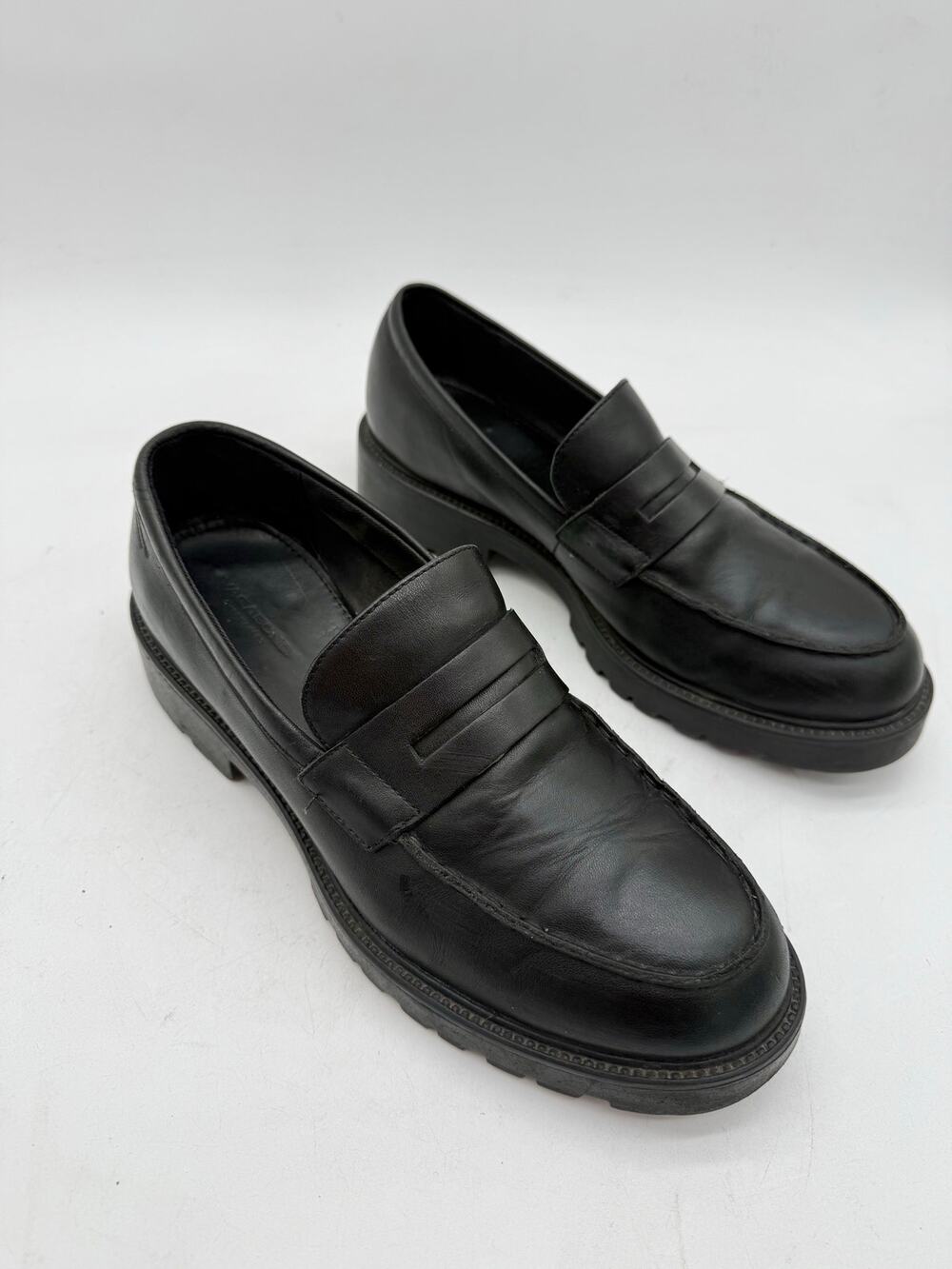 Vagabond Kenova Black Leather Chunky Penny Loafers Women’s US 9 EU 39